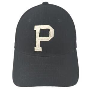 Portland Gear Baseball Cap Black White OS Leather Strapback Wool Blend Hat
